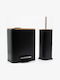 TnS Bamboo Cubic Set Perie și Coș de Baie din Bambus Soft Close 5l Negru