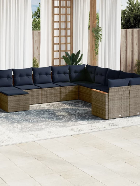 Ecksofa Outdoor Rattan mit Kissen 62x62x69cm