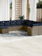Ecksofa Outdoor Rattan mit Kissen 62x62x69cm