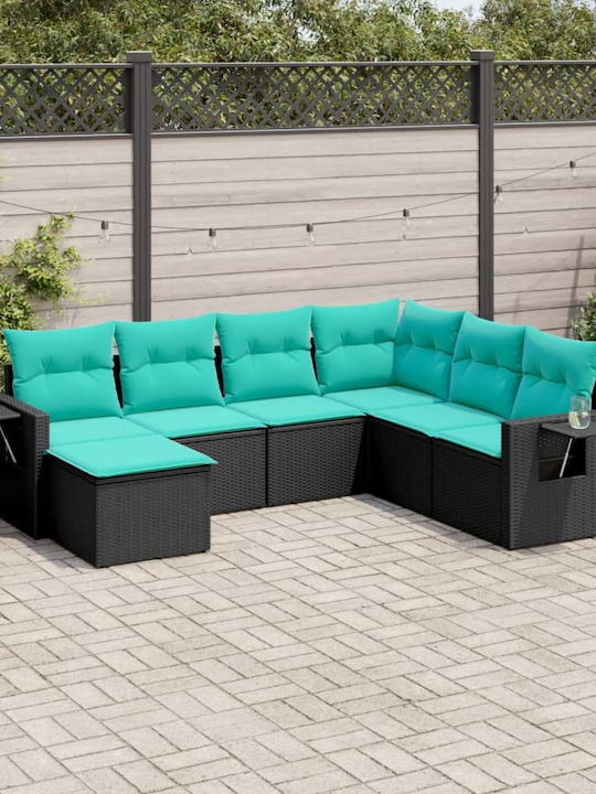 Canapea De Colț De Exterior Din Rattan Cu Perne 62x62x69cm