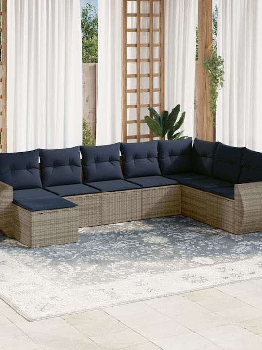 Outdoor Corner Sofa Rattan with Cushions 62x62x69cm