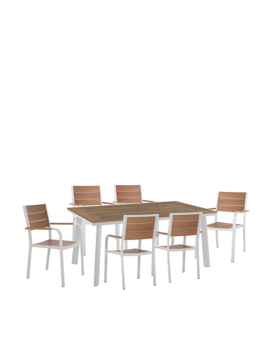 Set Dining de Exterior Taber 7 Piese Alb