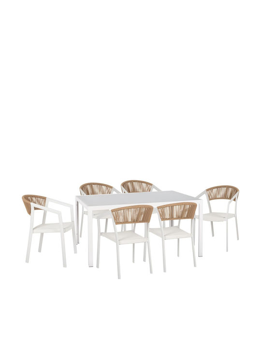 Set Dining Pentru Exterior 7 Piese Alb