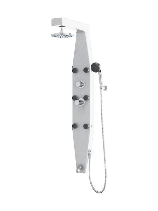 Sanitec A 802 A-802-14-Metallic-Ice Shower Column Without Battery White