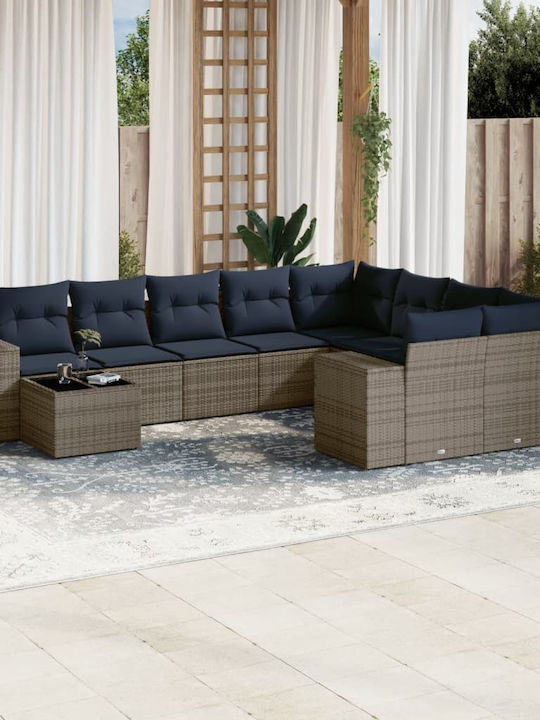 Ecksofa Outdoor Rattan mit Kissen 62x62x69cm