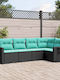 Ecksofa Outdoor Rattan mit Kissen 62x62x69cm