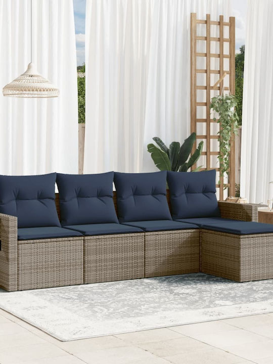 Canapea De Colț De Exterior Din Rattan Cu Perne 55x62x69cm
