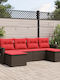 Ecksofa Outdoor Rattan mit Kissen 55x62x69cm