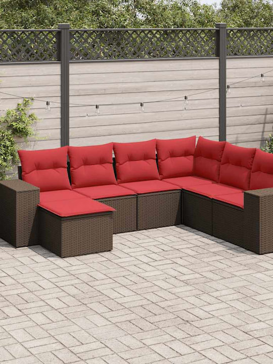 Canapea De Colț De Exterior Din Rattan Cu Perne 62x62x69cm