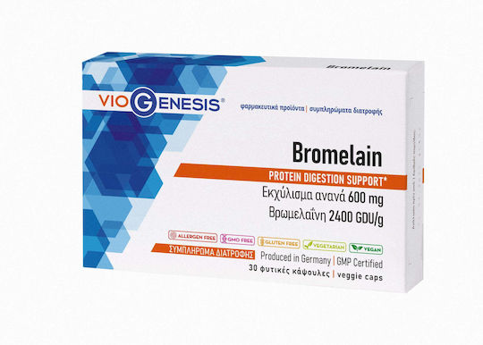 Viogenesis Bromelain 600mg Ειδικό Συμπλήρωμα Διατροφής 30 φυτικές κάψουλες