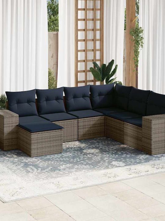 Corner Outdoor Sofa Rattan with Cushions 55x55x69cm