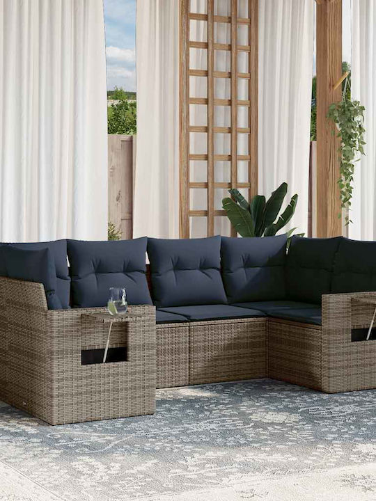Ecksofa Outdoor Rattan mit Kissen 62x62x69cm