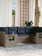 Ecksofa Outdoor Rattan mit Kissen 62x62x69cm