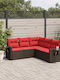 Ecksofa Outdoor Rattan mit Kissen 62x62x69cm
