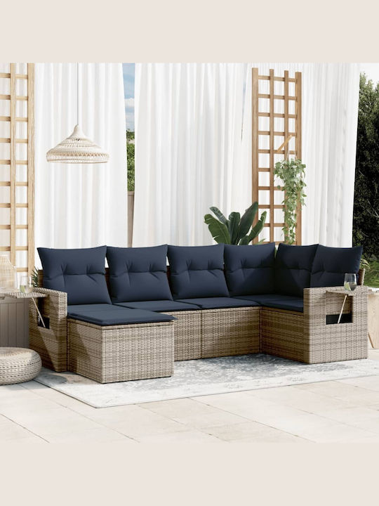 Canapea De Colț Pentru Exterior Din Rattan Cu Perne 62x62x69cm