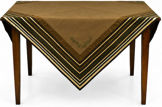 Față De Masă Verde-Măsliniu Auriu 140x140cm