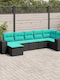 Canapea De Colț Pentru Exterior Din Rattan Cu Perne 62x62x69cm