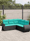 Outdoor Corner Rattan Sofa with Cushions 62x62x69cm