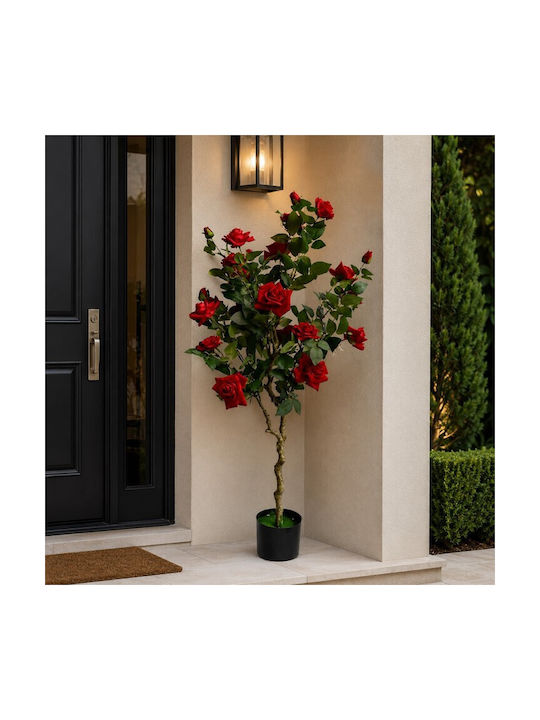 Künstliche Dekorative Topfpflanze Rose Rote Blüten Topf 135cm Galifas 551326