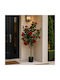 Künstliche Dekorative Topfpflanze Rose Rote Blüten Topf 135cm Galifas 551326