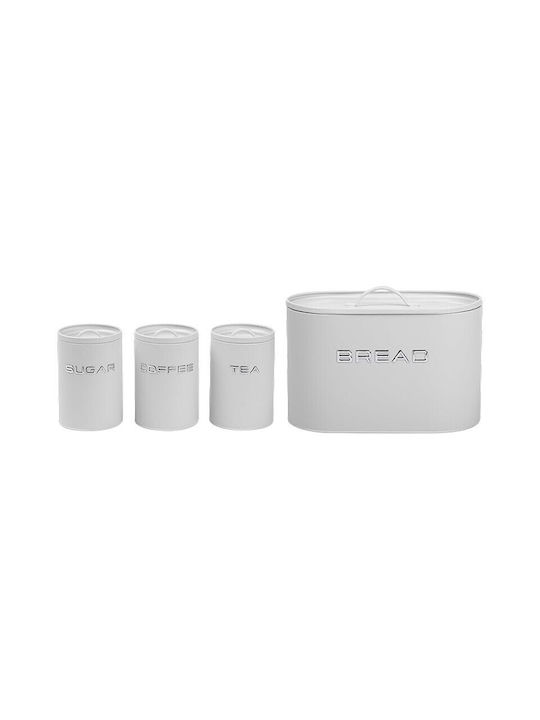 Set of 4 Brown Food Jars for Coffee / Tea with Metallic Lid 4 Pieces GD-715B
