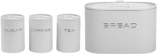 Set of 4 Food Jars for Coffee / Tea with Metallic Brown Lid 4 Pieces