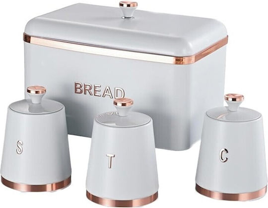 Set 4 Pieces Food Jars for Coffee Tea Sugar with Brown Lid