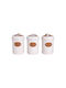 Set of 3 Pieces Coffee / Tea Jars with Brown Lid 10x10x22cm 3 Pieces