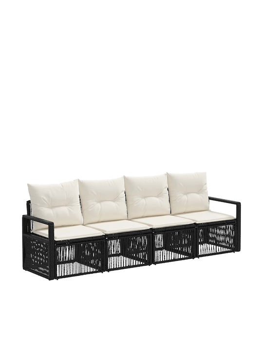 Canapea Cu Patru Locuri De Exterior Din Rattan Cu Perne