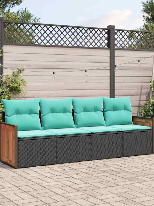 Four-Seater Outdoor Rattan Sofa with Cushions 55x62x69cm