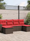 Corner Outdoor Sofa Rattan with Cushions 55x55x69cm
