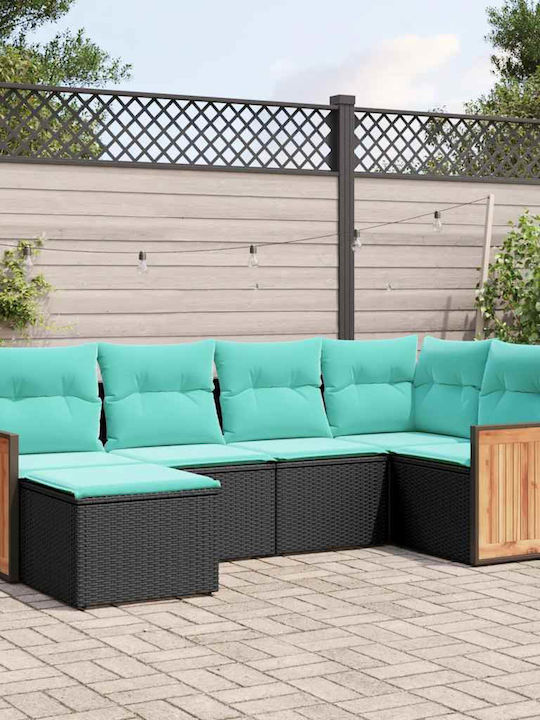 Canapea De Colț De Exterior Din Rattan Cu Perne 62x62x69cm