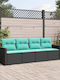 Four-Seater Outdoor Rattan Sofa with Cushions 55x62x69cm