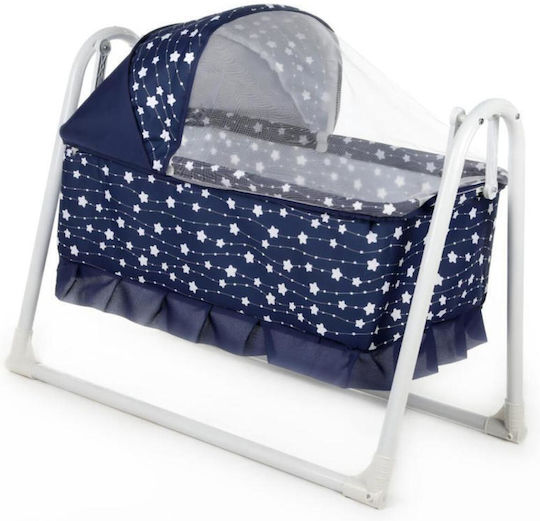 SteweHome Cradle with Mattress and Wheels Navy Blue