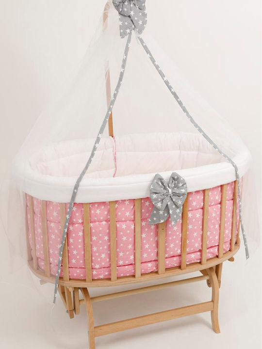SteweHome Cradle with Mattress and Wheels Pink