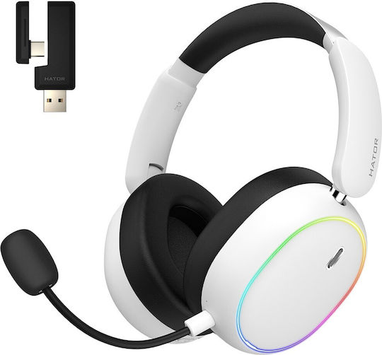 HATOR Phoenix 2 Ασύρματο Over Ear Gaming Headset με σύνδεση Bluetooth / USB Λευκό