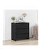 Bedroom Chest of Drawers Wooden Black Oak 70x41x75cm