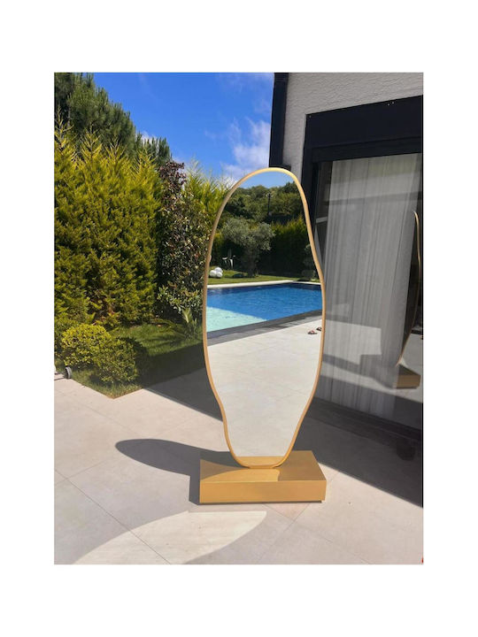 SteweHome Oglindă Asimetrică cu Ramă din Lemn Auriu 180x65cm