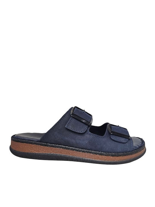 Leather Men's Sandals in Blue Colour S-001-BLUE