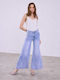 Celestino Γυναικείο Τζιν Wide Leg Loose Fit Μπλε Ανοιχτό