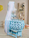 SteweHome Babybett Blau mit Matratze & Rädern