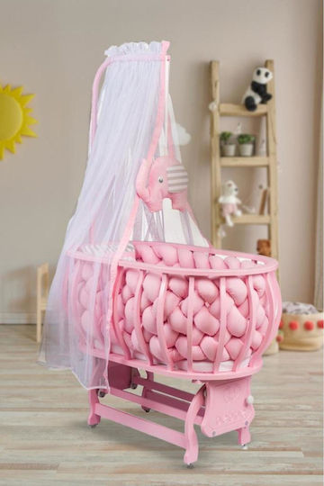 SteweHome Babybett Rosa mit Matratze & Rädern