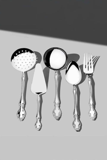 SteweHome Set Of 5 Pieces Gray Stainless Steel Serving Utensils