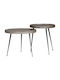Round Wooden Side Table Silver 2 Pieces L55xW45xH45cm