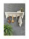 SteweHome Wooden Wall Hanger 4 Hooks White 60x14x14cm