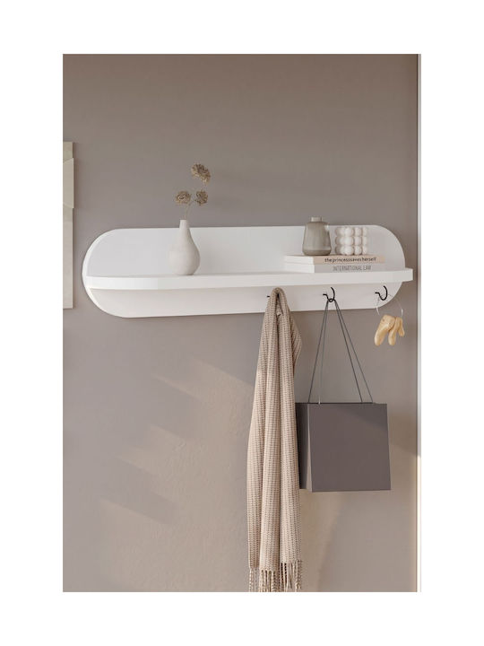 SteweHome Κρεμάστρα Τοίχου Ξύλινη 3 Θέσεων Λευκή 60x14x11cm