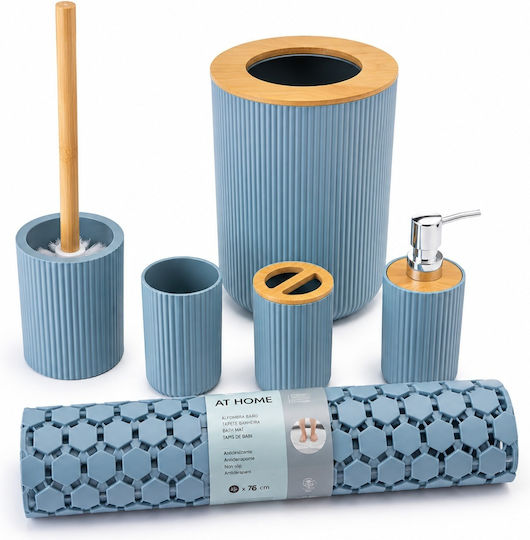 Badezimmerzubehör-Set Bambus Blau 6 Stück