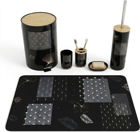 Parris Home Badezimmerzubehör-Set Hölzernes Schwarz 6 Stück