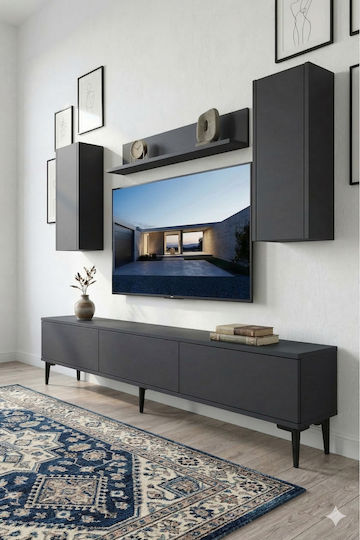 Wohnzimmer TV-Einheit Grau mit Beleuchtung M180xB30xH41cm Wohnzimmer TV-Einheit Grau mit Beleuchtung M180xB30xH41cm