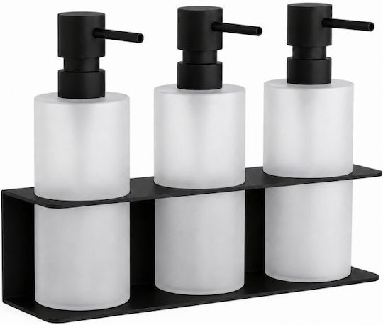 Επιτοίχια Dispenser 3 X 500ml Matt Black Pam & Co W25 X D8.5 X H25 Cm 78-403